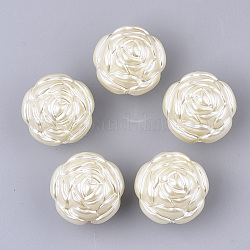 Perle di perle imitazione plastica abs, fiore, bianco floreale, 24.5x25x21.5mm, Foro: 1.5 mm, circa 100pcs/500g