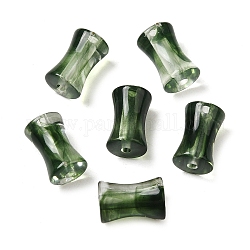 Effet dégradé de perles acryliques transparentes, bambou commune, vert foncé, 12.5x7.5mm, Trou: 1.8mm, 1020 pcs / 500 g