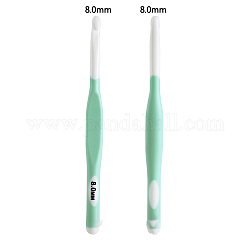 ABS Plastic Crochet Hooks Needles, with TPR Handle, for Braiding Crochet Sewing Tools, Aquamarine, 175mm, Pin: 8mm