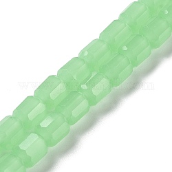Chapelets de perle en verre imitation jade, tonneau à facettes, vert clair, 6.5~7x6mm, Trou: 1mm, Environ 78 pcs/chapelet, 19.88~21.85 pouce (50.5~55.5 cm)