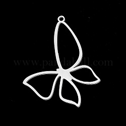 201 Stainless Steel Pendants, Laser Cut, Butterfly, Stainless Steel Color, 40x31x1mm, Hole: 1.5mm