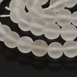 Bereift natürlichen Quarzkristall runden Perle strandsl, 6 mm, Bohrung: 1 mm, ca. 61 Stk. / Strang, 15.7 Zoll
