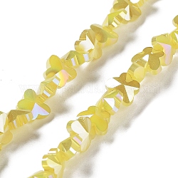 Fili di perle di vetro a farfalla elettrolitica, sfaccettato, ab colore placcato, giallo, 8x10x5.5mm, Foro: 1.2 mm, circa 100pcs/filo, 29.13'' (74 cm)