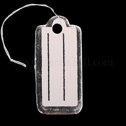Rectangle Jewelry Display Paper Price Tags, with Cotton Cord, Silver, 22x10x0.2mm, Hole: 2mm, 500pcs/bag