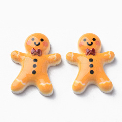 Opaque Resin Cabochons, Christmas Style, Gingerbread Man, Orange, 23x17x5mm