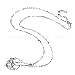 304 chaine câble inox pochette macramé support pierre vide pour fabrication colliers pendentifs, avec toboggan perlé, couleur inoxydable, 20.98 pouce (53.3 cm), Plateau: 21x21 mm