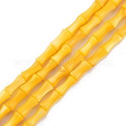 Нити бусин из натуральных пресноводных ракушек, окрашенные, бамбуковая палочка, золотые, 8x4.5 мм, отверстие : 0.8 мм, около 46 шт / нитка, 14.49 дюйм (36.8 см)