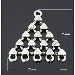 Antique Silver Alloy Triangle Links, Chandelier Components, Lead Free and Cadmium Free, 22x20x1mm