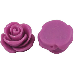 Flower Resin Beads, Medium Orchid, about 23mm in diameter, 13mm thick, hole: 2mm
