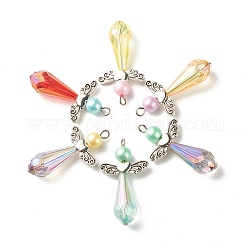 Acrylic Pendants, with Alloy and Iron Findings, Angel, Mixed Color, 43x23.5x11mm, Hole: 3mm