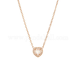 Collar con colgante de corazón de circonita cúbica blanca y cadenas de acero inoxidable, oro rosa, 17-3/4 pulgada (45 cm)