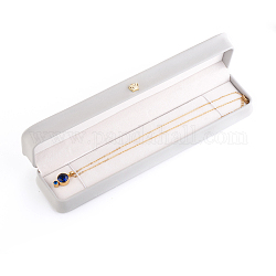 Искусственная кожа браслет ожерелье подарочные коробки, с позолоченной железной короной и бархатом внутри, для свадьбы, футляр для хранения ювелирных изделий, светло-серый, 24x5.5x3.9 см