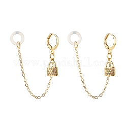Anti-verlorener Ohrring für drahtlose Kopfhörer, Vorhängeschloss-Creolen mit hängender Kette für Damen, golden, 99 mm, Stift: 0.8 mm