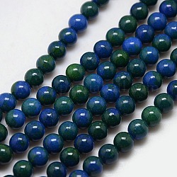Synthetischen fossilen Perlen Stränge, gefärbt und erhitzt, Runde, marineblau, 6 mm, Bohrung: 1 mm, ca. 62 Stk. / Strang, 15.7 Zoll