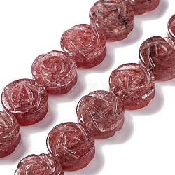 Chapelets de perles aux fraises en quartz naturel, rose, 14x6mm, Trou: 1.2mm, Environ 28 pcs/chapelet, 15.28'' (38.8 cm)