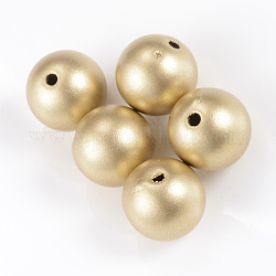 Матовый стиль спрей окрашены акриловые бусины, круглые, золотые, 10 мм, отверстие : 2 мм
