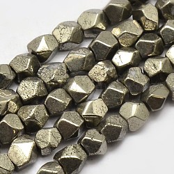 Natural Pyrite Beads Strands, Star Cut Round Beads, 4x4x4mm, Hole: 1mm, about 97pcs/strand, 15.5 inch