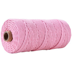 Хлопчатобумажные нитки для вязания поделок, розовый жемчуг, 3 мм, около 109.36 ярда (100 м) / рулон