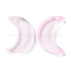 Perlas de vidrio de pintura transparente para hornear, luna, superior perforado, rosa, 15.5x13x3.5mm, agujero: 1.2 mm