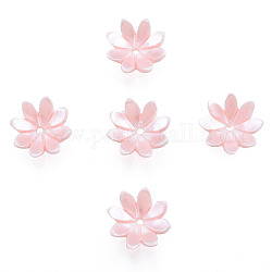 Perlenkappen aus Kunstharzimitat, Multi-Blütenblatt, Blume, rosa, 10x10x3 mm, Bohrung: 1 mm