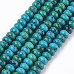 Perles synthétiques chrysocolla brins, teinte, rondelle, 8x5mm, Trou: 1.5mm, Environ 78 pcs/chapelet, 15.7 pouces