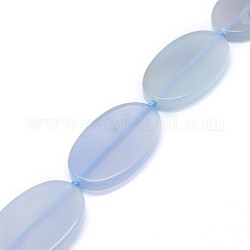 Chapelets de perles d'agate naturelle, teinte, ovale, bleu ciel, 49.5x29.5~30x4.5~5mm, Trou: 2mm, Environ 8 pcs/chapelet, 16.7 pouce (42.5 cm)