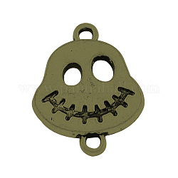 Tibetan Style Alloy Smiling Skull Links Connectors, Lead Free & Nickel Free, Antique Bronze, 20x16x1.5mm, Hole: 2mm, about 685pcs/1000g