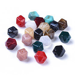 Perles acryliques, style de pierres fines imitation, polygone, couleur mixte, 11.5x10x10mm, Trou: 2mm, environ 428 pcs/500 g