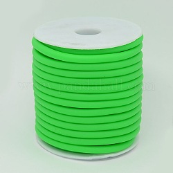 Cordon en caoutchouc synthétique, creux, avec bobine en plastique blanc, lime green, 5mm, Trou: 3mm, environ 10.93 yards (10 m)/rouleau