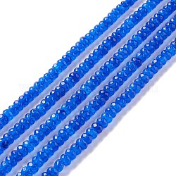 Dyed Natural Malaysia Jade Rondelle Beads Strands, Faceted, Dodger Blue, 6x4mm, Hole: 1mm, about 87pcs/strand, 14.76~15.16 inch(37.5~38.5cm)