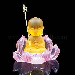 Harz-Buddha mit Lotusfiguren, für die Desktop-Dekoration zu Hause, im Auto, golden, 115x83x100 mm