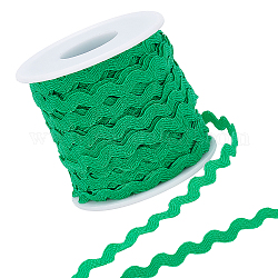 Отделка бахромой gorgecraft wave изгиба, лента для шитья, с пластиковыми пустыми катушками, зелёные, 3/16 дюйм ~ 3/8 дюйма (5~8.5 мм), о 25 м / прядь, 1 прядь