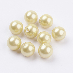 Perla de concha perlas medio perforadas, redondo, caqui claro, 10mm, agujero: 1 mm