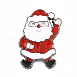 Pasador de esmalte de santa claus, insignia de aleación navideña para ropa de mochila, gunmetal, rojo, 30x22x1.5mm
