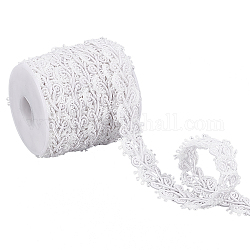 Nbeads 10 Yards Nylon Yarn Braid Ribbon, Garment Accessories, Flower, White, 7/8 inch(22.5mm)