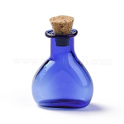 Botellas de vidrio en miniatura, con tapones de corcho, botellas vacías de deseos, para accesorios de casa de muñecas, producir joyería, azul medio, 11x21x30mm