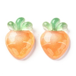 Cabujones de resina transparente, zanahoria, naranja, 22x15.5x6mm