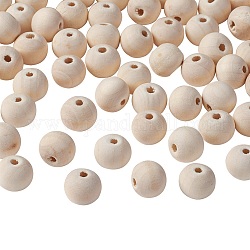 Perle di legno non finite naturali, perline distanziate perline rotonde in legno per produzione artigianale,  piombo libero, mocassino, 12x10.5mm, Foro: 2.5~4.5 mm