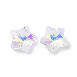 Electroplate Glass Charms, Faceted, Star, Clear AB, 13x13.5x7mm, Hole: 1.2mm