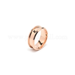 201 кольцо из нержавеющей стали с рифлением для пальцев, кольцевой сердечник, для изготовления инкрустации, розовое золото , внутренний диаметр: 19 мм, 8 мм, кольцевая канавка: 4.3 мм
