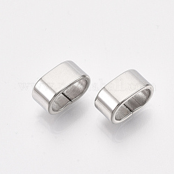 304 Stainless Steel Slide Charms, Rectangle, Stainless Steel Color, 5x10x6mm, Hole: 8x4mm