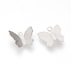 Латунь подвески, бабочка, без никеля , Реальная платина, 11x13x3.5 мм, отверстие : 1 мм