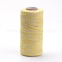 Macrame Cotton Cord, Twisted Cotton Rope, for Wall Hanging, Crafts, Gift Wrapping, Yellow, 1.5~2mm, about 50yards/roll(150 feet/roll)