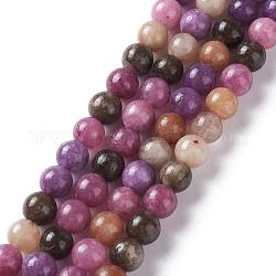 Natural White Jade Imitation Tourmaline Beads Strands, Round, Dyed, Colorful, 8mm, Hole: 1mm, about 48pcs/strand, 15.16 inch(38.5cm)