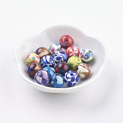 Spray Painted Resin Beads, Round, Mixed Color, 11~12mm, Hole: 2mm