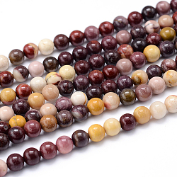 Chapelets de perles en mokaite naturel rondes, 4mm, Trou: 1mm, Environ 93 pcs/chapelet, 15.7 pouce