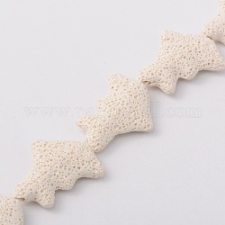Brins de perles de roche de lave synthétique teintes dauphins, blanc, 35x23x9mm, Trou: 1mm, Environ 12 pcs/chapelet, 14.9 pouce