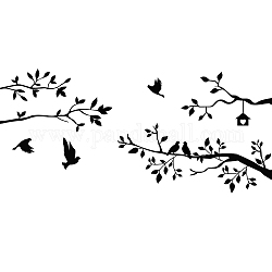 PVC Quotes Wall Sticker, for Stairway Home Decoration, Bird Pattern, Black, 95x48cm
