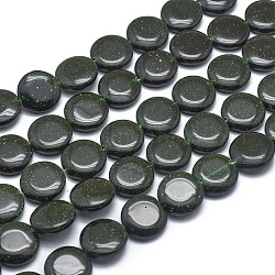 Синтетический зеленый авантюрин бисер нитей, плоско-круглые, 14x4 мм, отверстие : 0.5 мм, около 28 шт / нитка, 14.5~15 дюйм