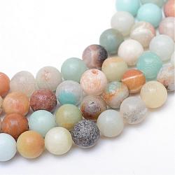 Brins de perles d'amazonite de fleurs naturelles rondes, 6mm, Trou: 1mm, Environ 65 pcs/chapelet, 15.7 pouce